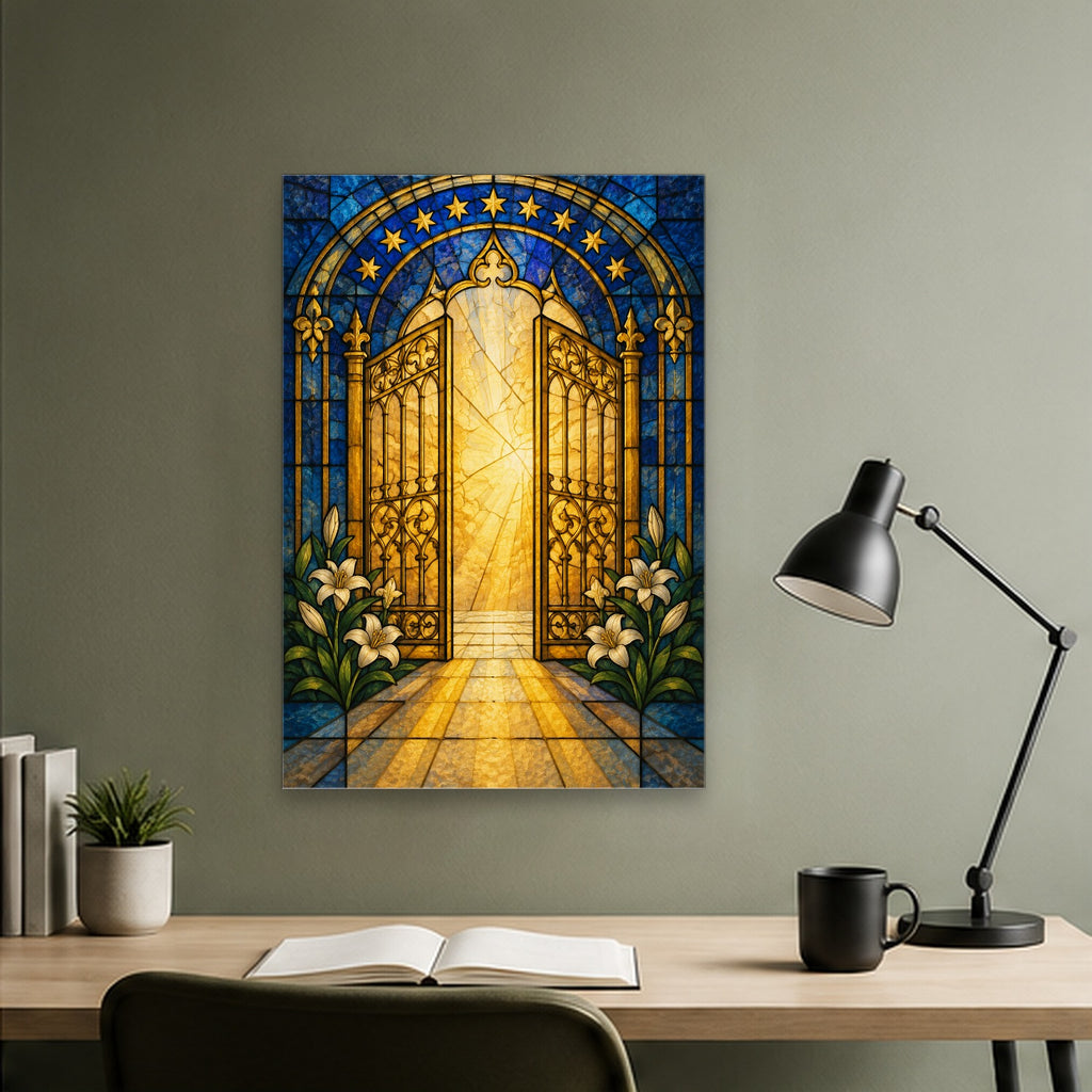 Ianua Caeli Canvas Wall Art - Catholic Wall Art, close-up of the print