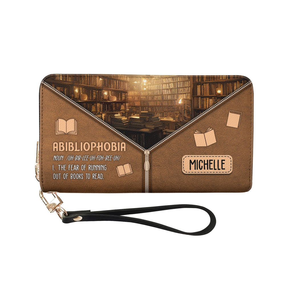 Abibliophobia Noun NNRZ02082687GR Zip Around Leather Wallet