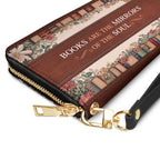 Custom Quote Floral Bookshelf HTRZ29077968QP Zip Around Leather Wallet