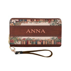 Custom Quote Floral Bookshelf HTRZ29077968QP Zip Around Leather Wallet