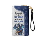 In A World Of Bookworms Be A Book Dragon DNRZ100723684 Zip Around Leather Wallet
