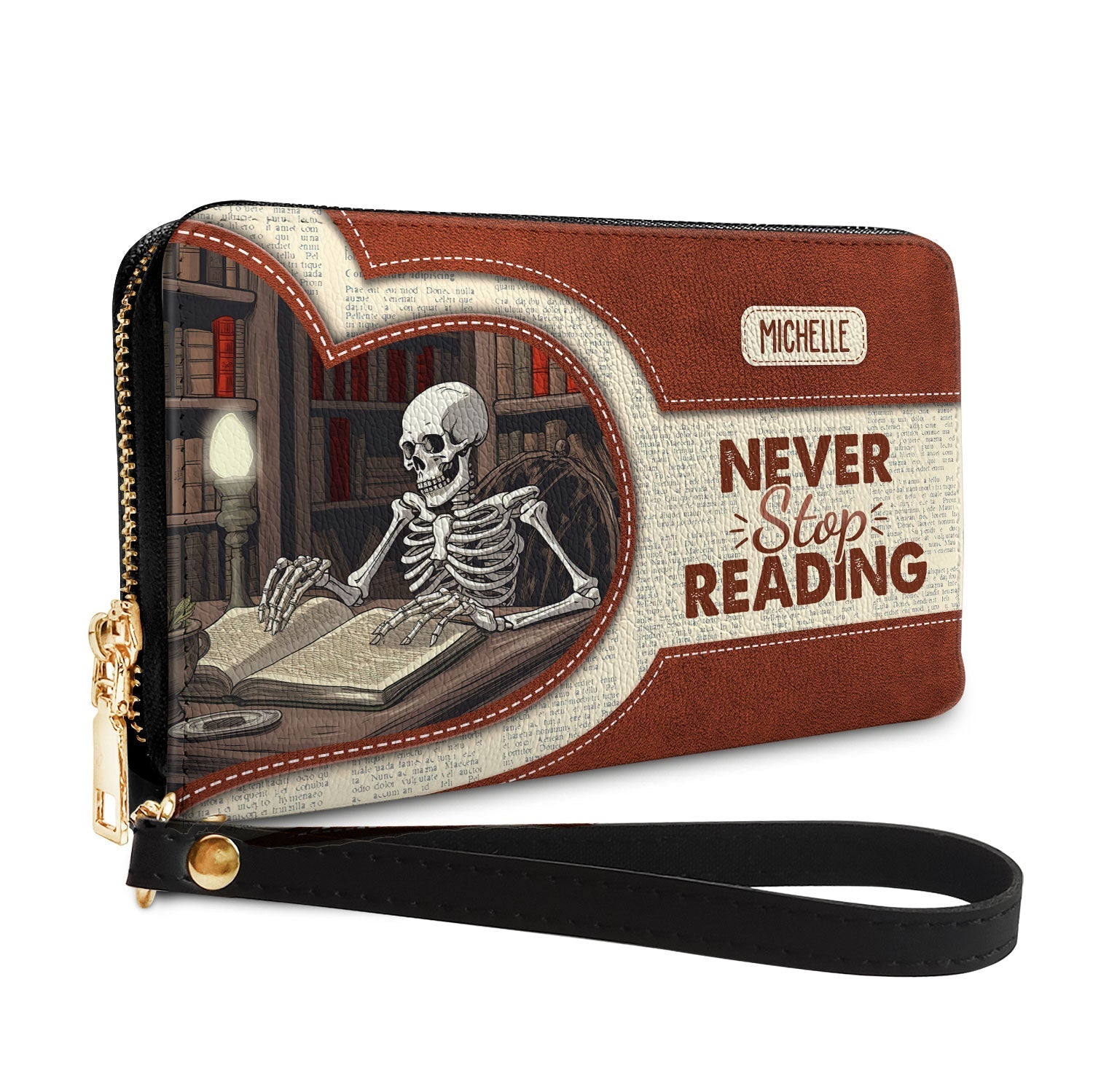 Never Stop Reading NNRZ05083141XQ Zip Around Leather Wallet