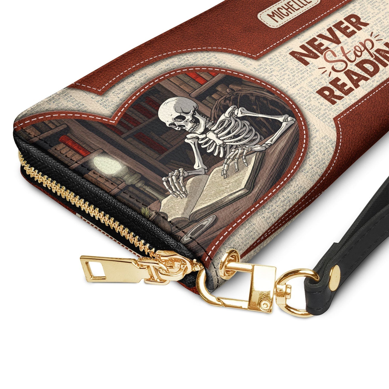 Never Stop Reading NNRZ05083141XQ Zip Around Leather Wallet