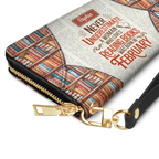 Never Underestimate A Woman Who Loves Reading Was Born In HHRZ29107597KT Zip Around Leather Wallet