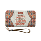 Never Underestimate A Woman Who Loves Reading Was Born In HHRZ29107597KT Zip Around Leather Wallet