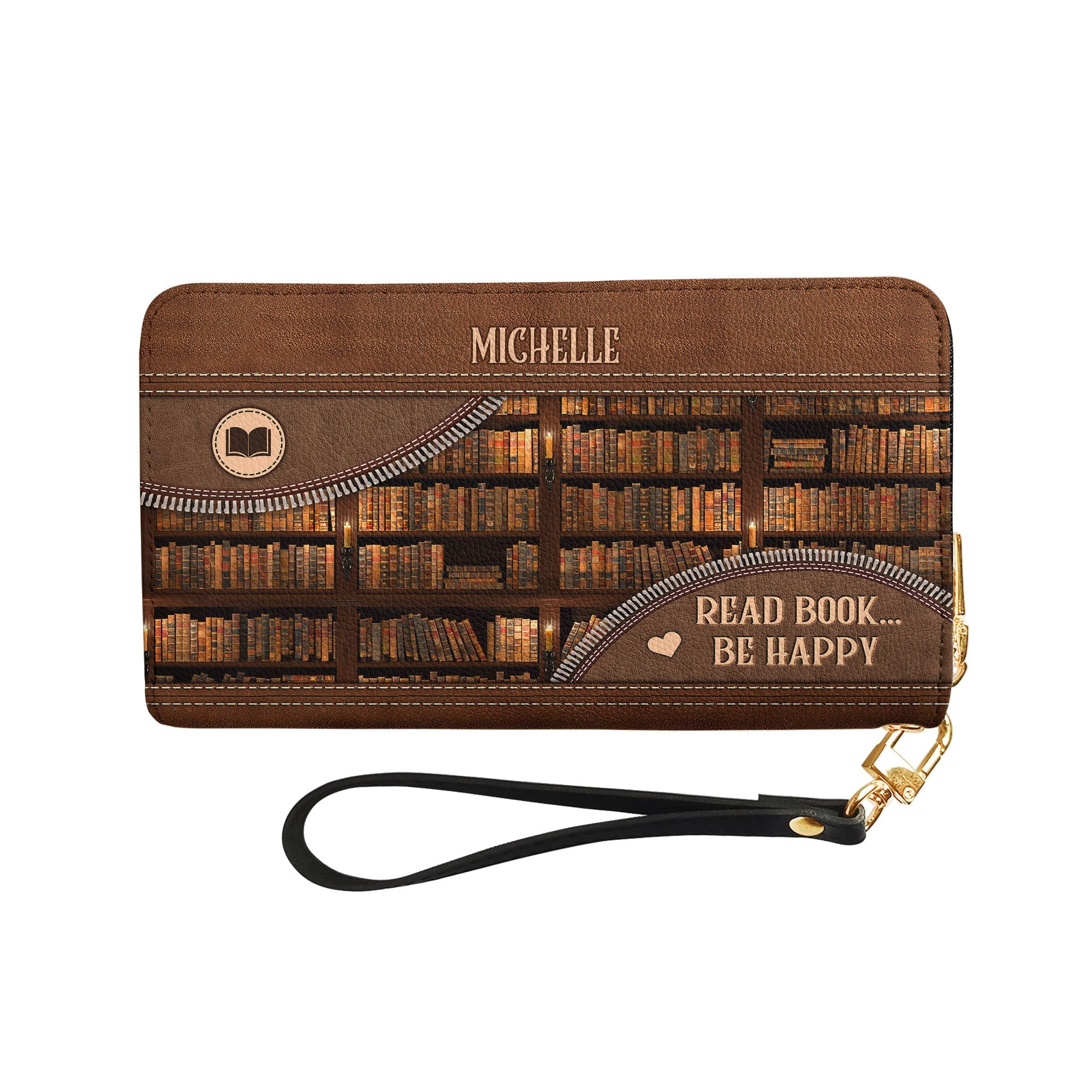 Read Book Be Happy NNRZ05080964SS Zip Around Leather Wallet