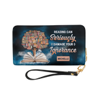 Reading Can Seriously Damage Your Ignorance HHRZ29103017IA Zip Around Leather Wallet