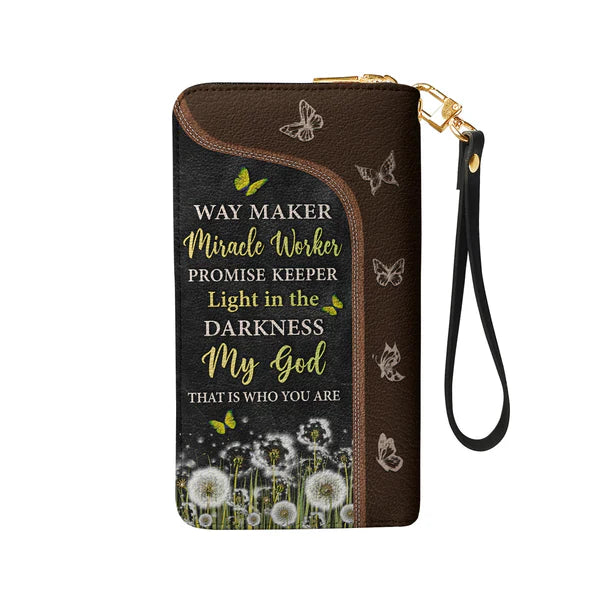 Christianartbag Clutch Purse, Way Maker Miracle Worker Dandelion Butterfly Clutch Purse For Women, Personalized Name, Christian Gifts For Women, CAB10050124.