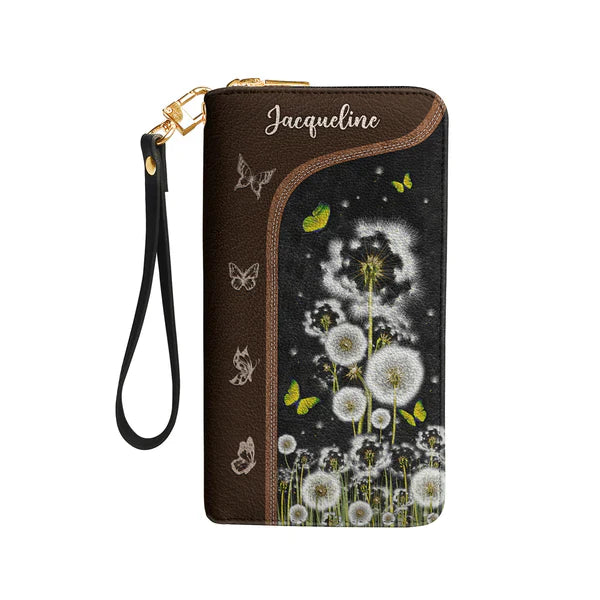 Christianartbag Clutch Purse, Way Maker Miracle Worker Dandelion Butterfly Clutch Purse For Women, Personalized Name, Christian Gifts For Women, CAB10050124.