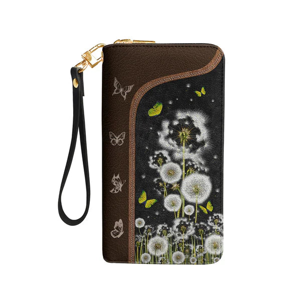 Christianartbag Clutch Purse, Way Maker Miracle Worker Dandelion Butterfly Clutch Purse For Women, Personalized Name, Christian Gifts For Women, CAB10050124.