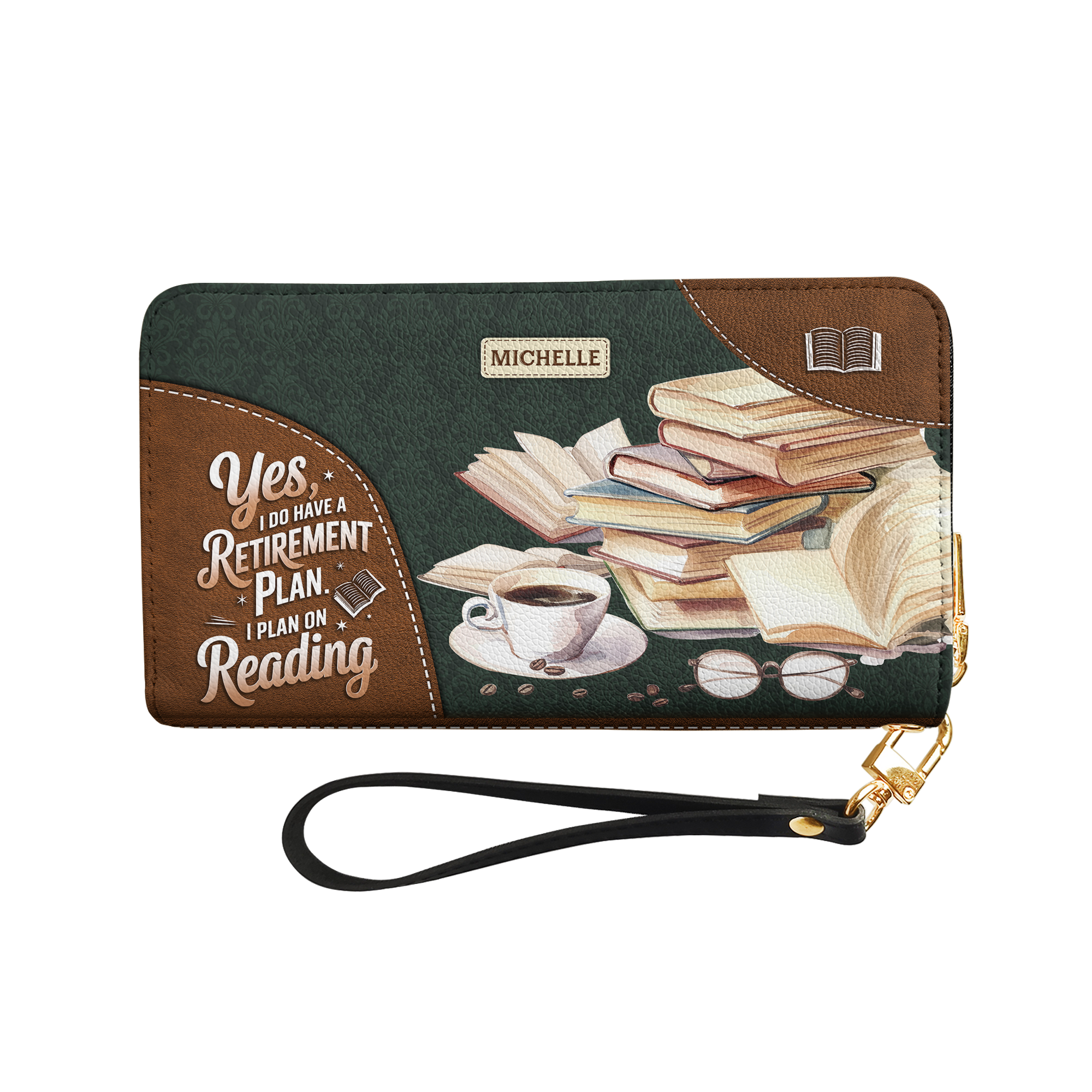 Yes I Do Have A Retirement Plan I Plan On Reading HHRZ29104202NB Zip Around Leather Wallet