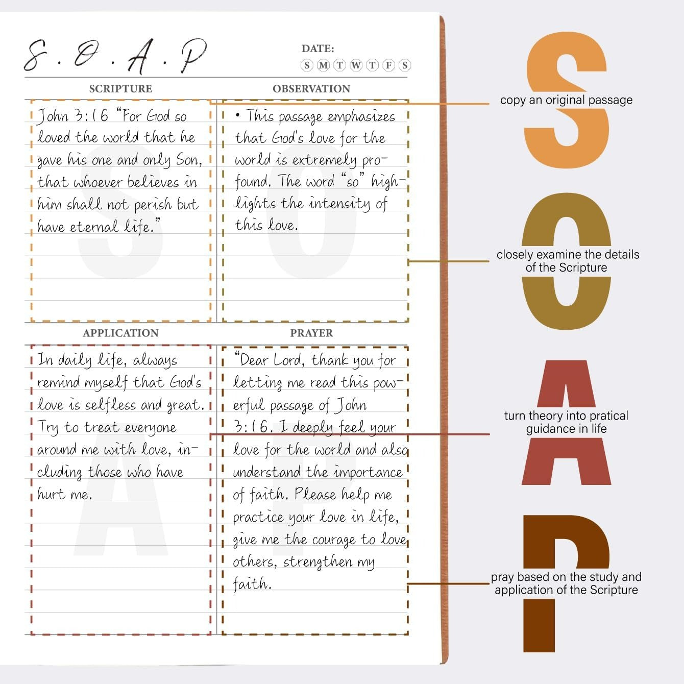 Bible Study Journal Notebook with S.O.A.P Method