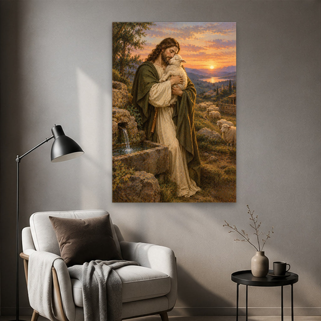 In His Bosom Canvas Wall Art - Christian Wall Art, styled in the home