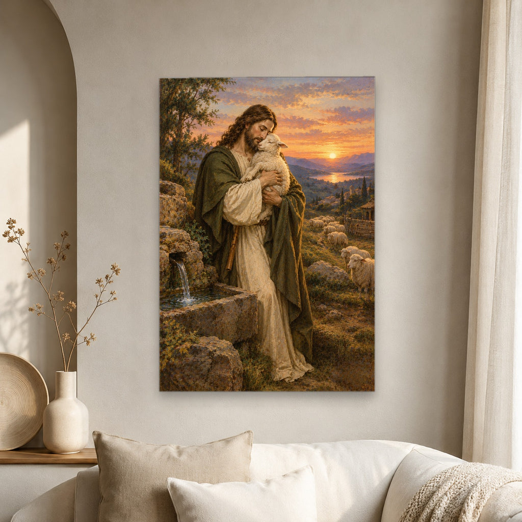 In His Bosom Canvas Wall Art - Christian Wall Art, scale reference