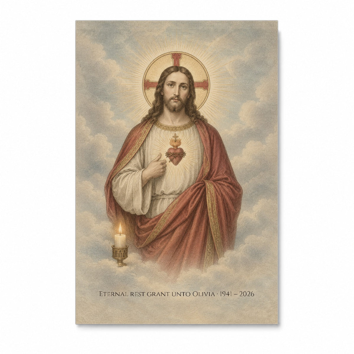 In Memory - Sacred Heart Personalized Canvas Wall Art - Canvas Wall Art, front view