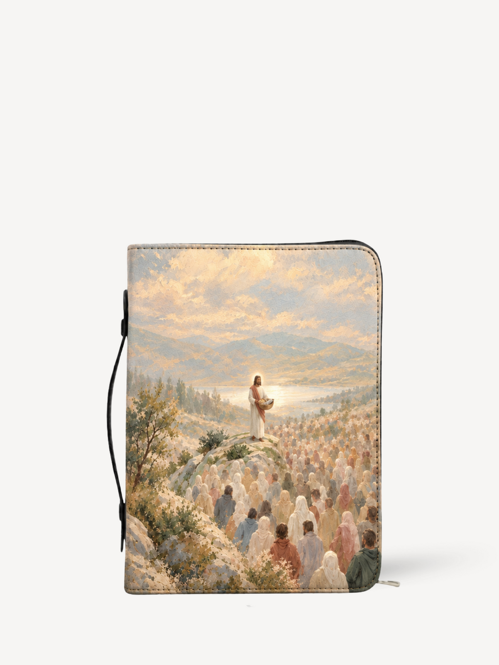 Jesus Feeds the Five Thousand Bible Cover - PU Leather Bible Cover, front view