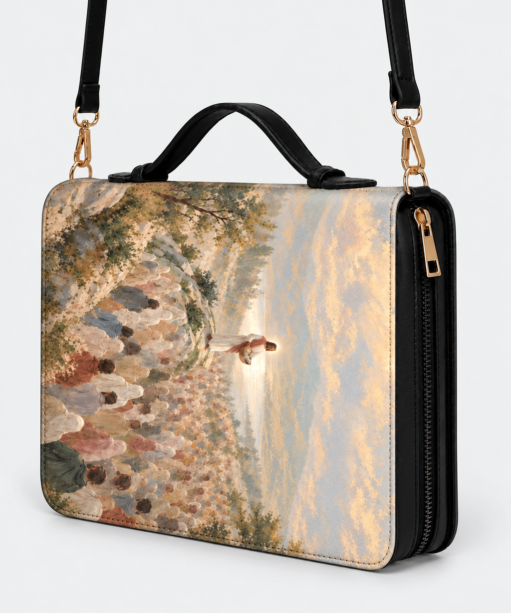 Jesus Feeds the Five Thousand Bible Cover - PU Leather Bible Cover, detail view