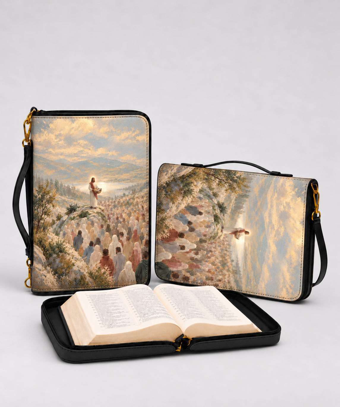 Jesus Feeds the Five Thousand Bible Cover - PU Leather Bible Cover, styled in the home