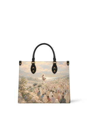Jesus Feeds the Five Thousand PU Leather Handbag - Christian Handbag, front view