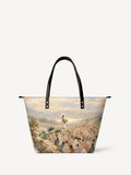 Jesus Feeds the Five Thousand PU Leather Tote Bag - Christian Tote Bag, front view