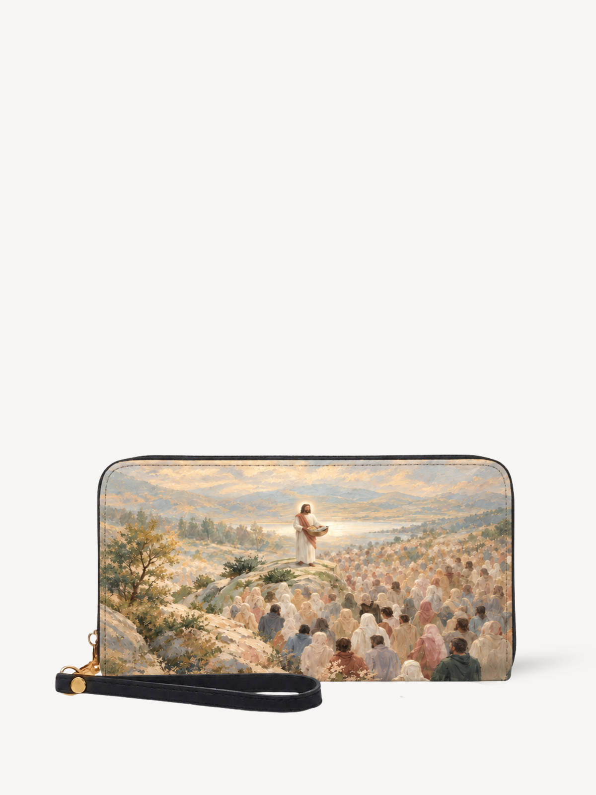 Jesus Feeds the Five Thousand PU Leather Wallet - Christian Wallet, front view