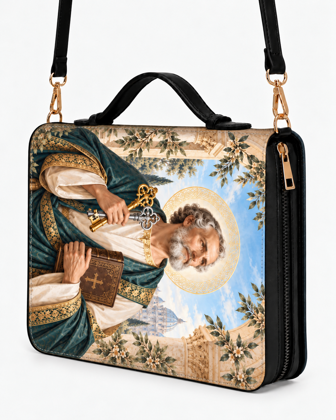 Keeper of Heavens Keys Bible Cover - PU Leather Bible Cover, styled in the home