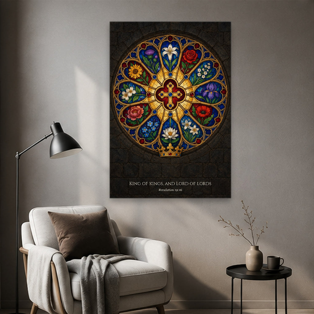 King of Kings – Gothic Canvas Wall Art - Catholic Wall Art, styled in the home