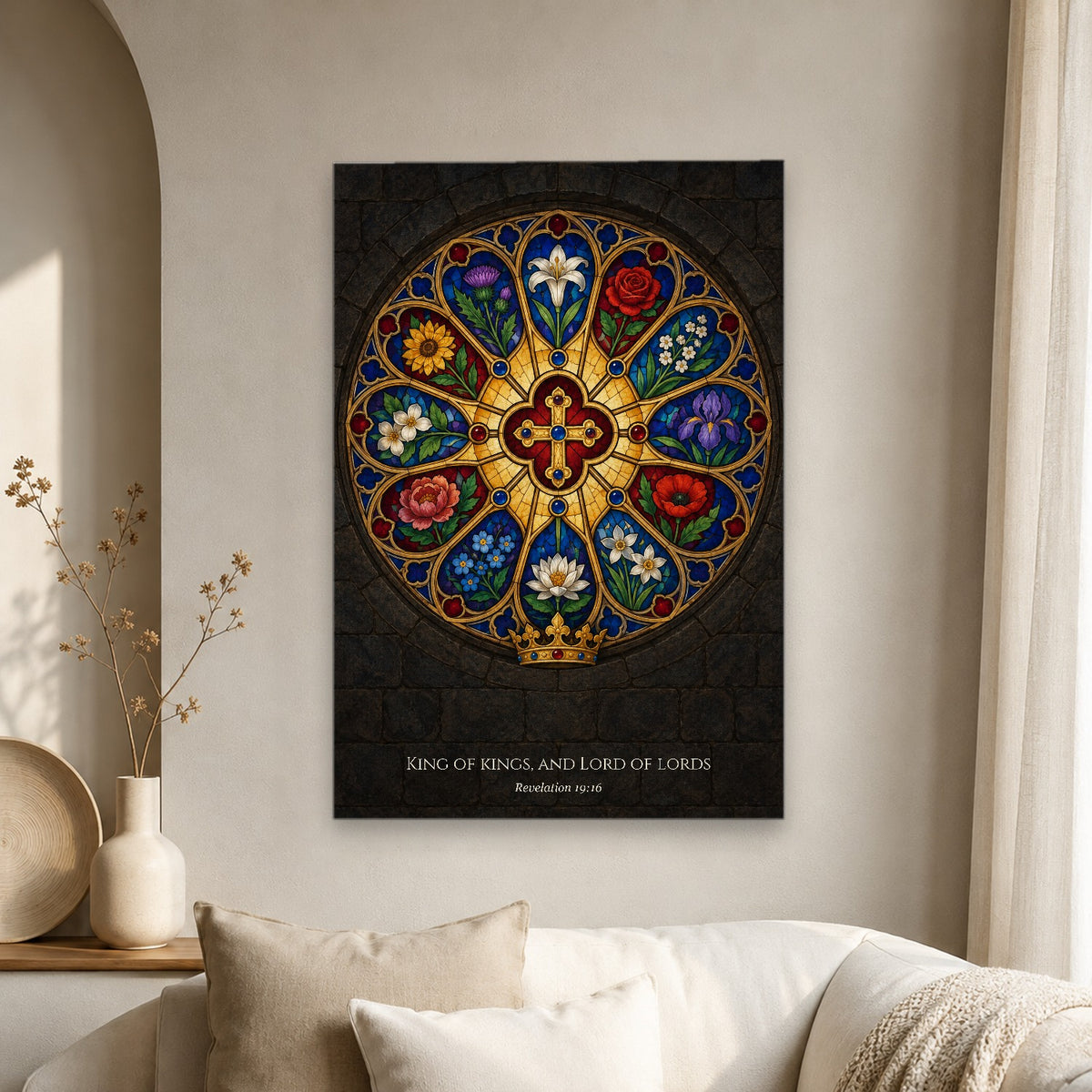King of Kings – Gothic Canvas Wall Art - Catholic Wall Art, scale reference