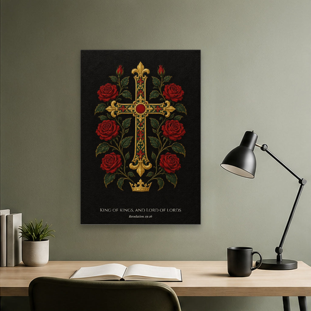 King of Kings – Gothic Oil Canvas Wall Art - Catholic Wall Art, close-up of the print