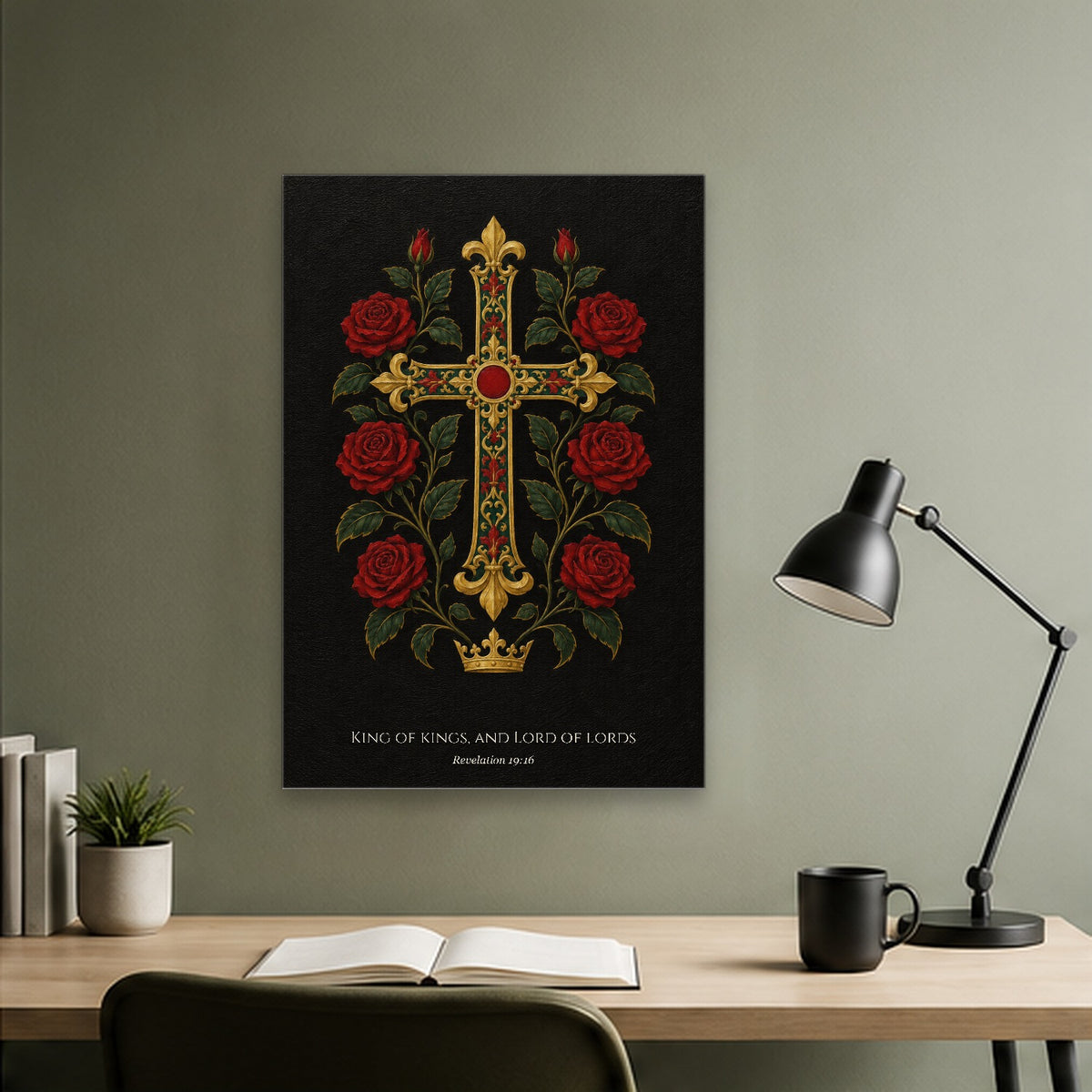 King of Kings – Gothic Oil Canvas Wall Art - Catholic Wall Art, close-up of the print