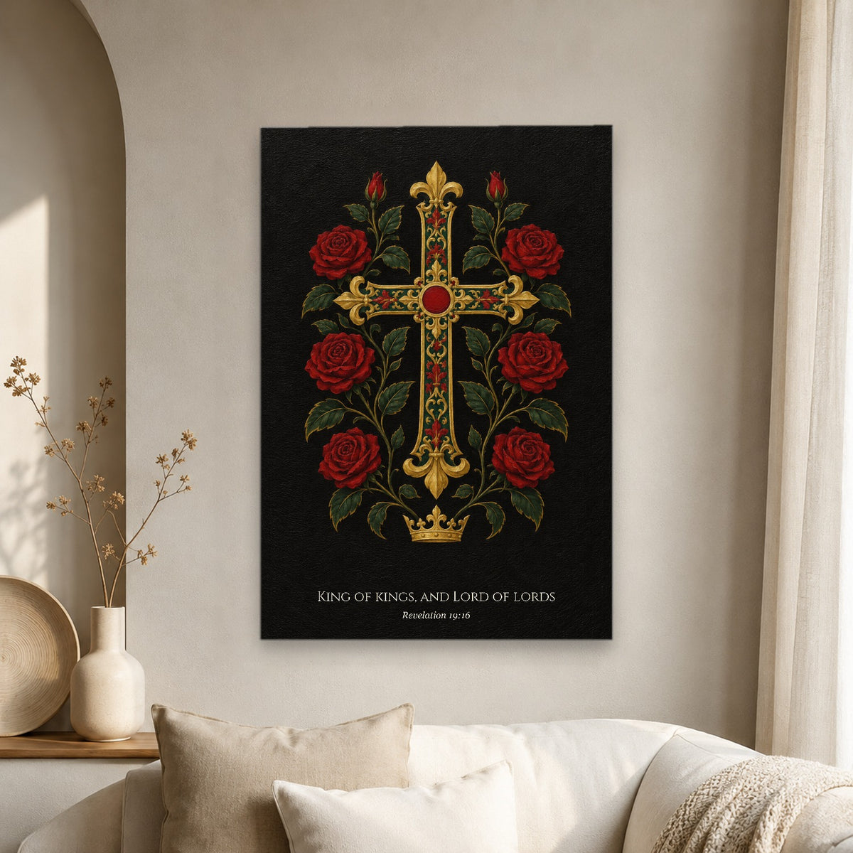 King of Kings – Gothic Oil Canvas Wall Art - Catholic Wall Art, scale reference