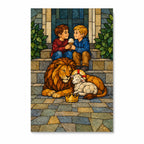 King of Kings in Stained Glass Canvas Wall Art - Catholic Wall Art, front view