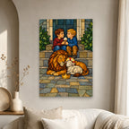 King of Kings in Stained Glass Canvas Wall Art - Catholic Wall Art, scale reference