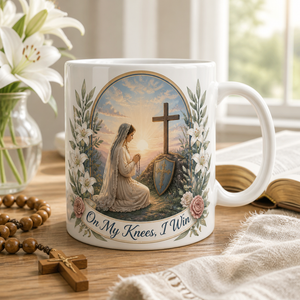 Kneeling At Dawn Ceramic Mug - Christian Coffee Mug, front view