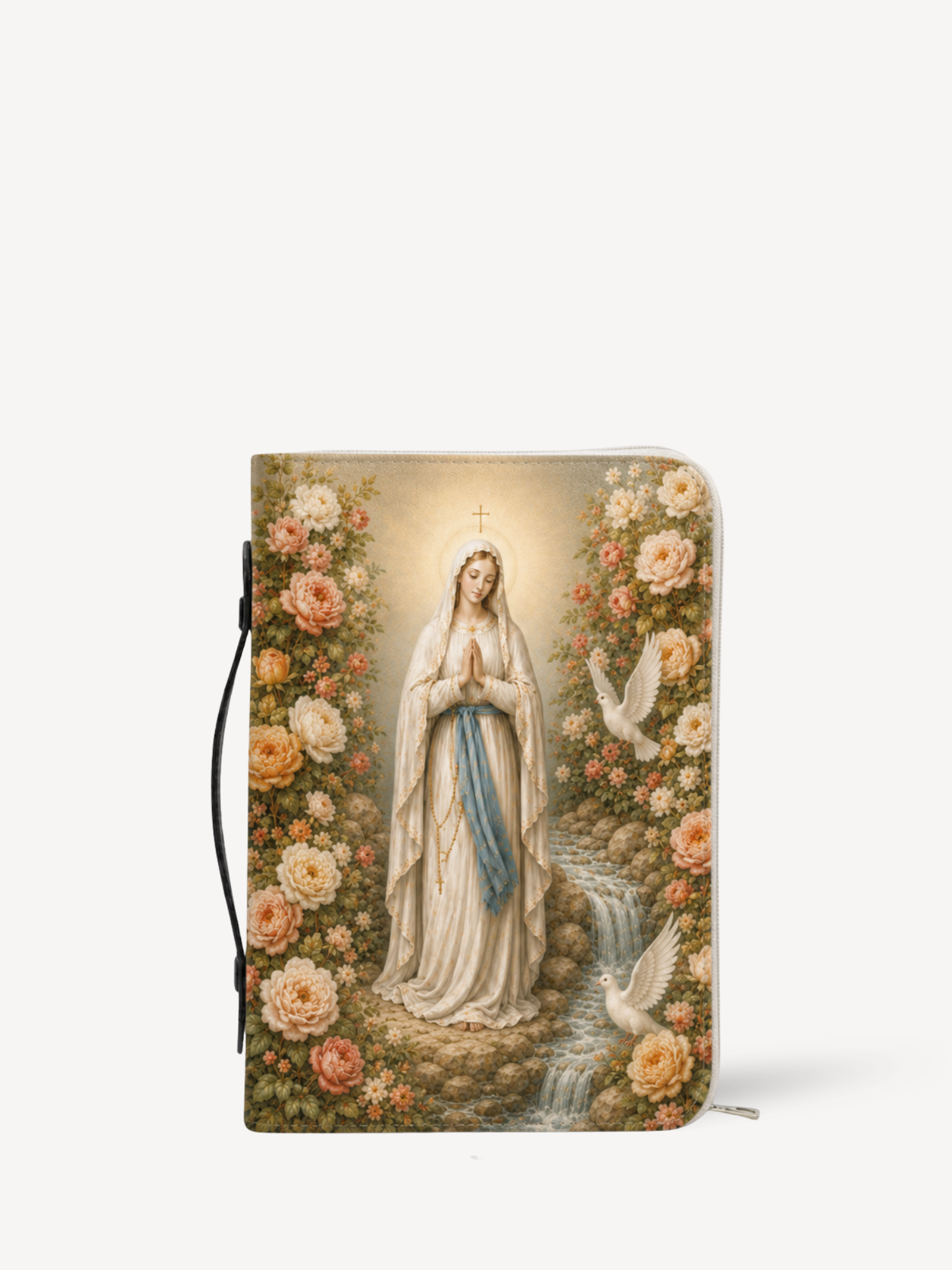 "Lady of Lourdes" Bible Cover - Catholic Bible Cover, Front View