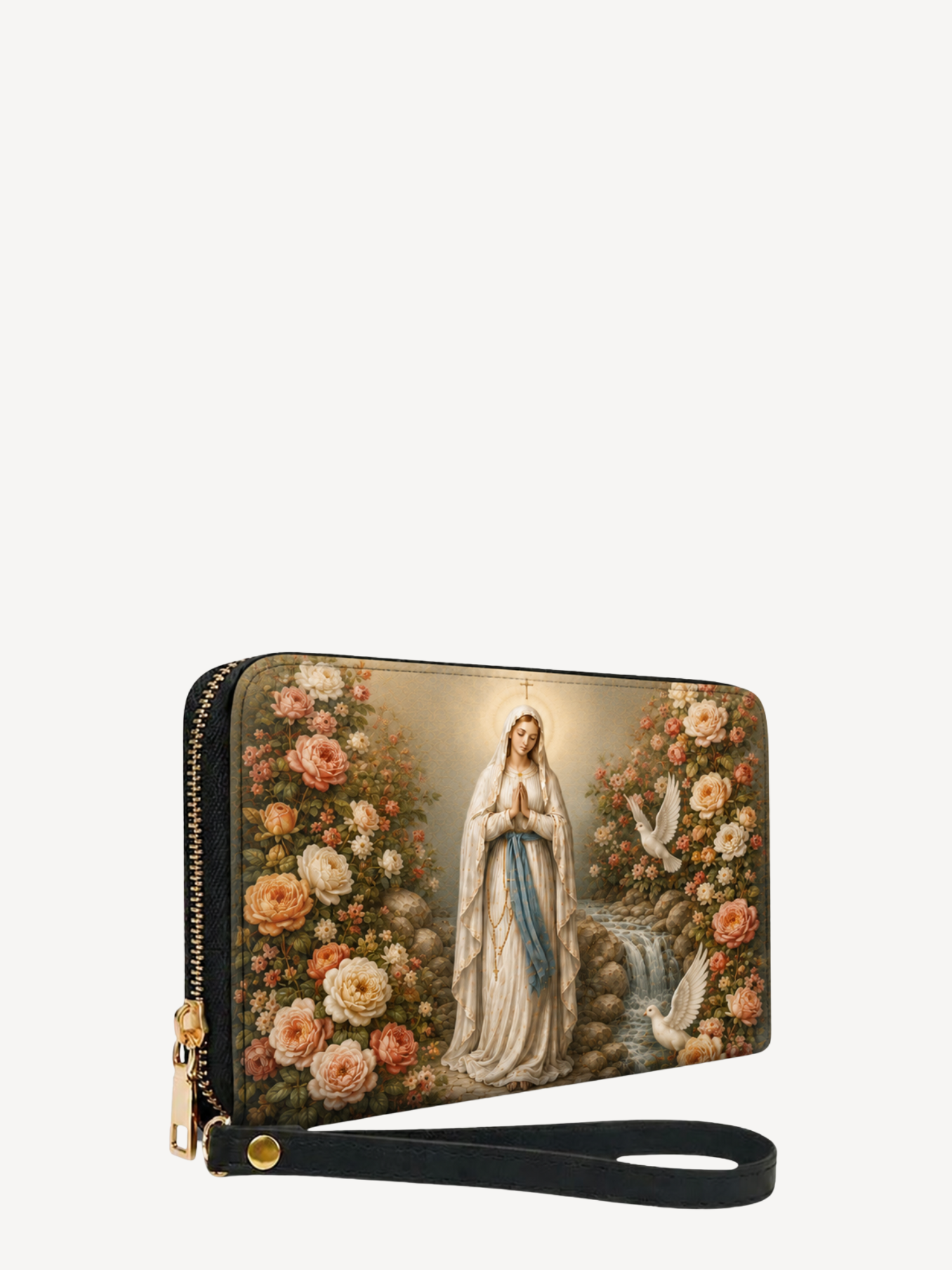 "Lady of Lourdes" Leather Wallet - Catholic Leather Wallet, View 2