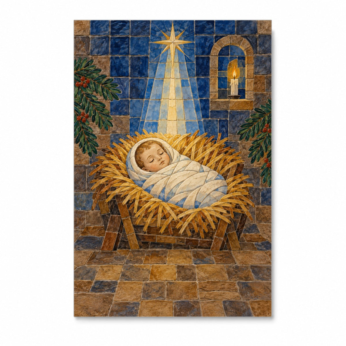 Laid in a Manger Canvas Wall Art - Catholic Wall Art, front view