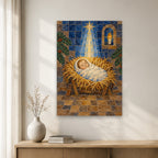Laid in a Manger Canvas Wall Art - Catholic Wall Art, gift presentation