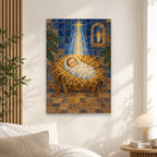 Laid in a Manger Canvas Wall Art - Catholic Wall Art, alternate angle