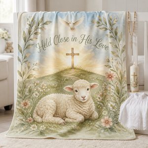 Lamb Beneath The Cross Fleece Blanket - Christian Blanket, front view