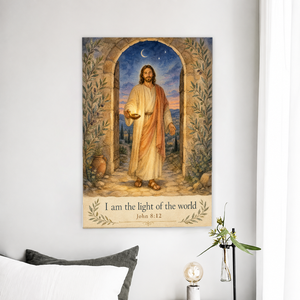 Lamp at the Doorway Canvas Wall Art - Christian Wall Art, front view