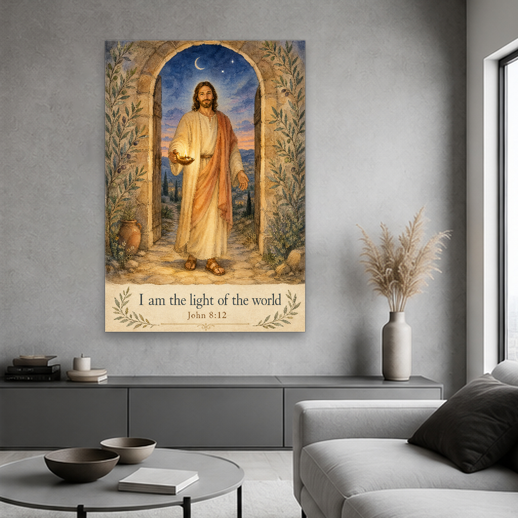 Lamp at the Doorway Canvas Wall Art - Christian Wall Art, styled in the home