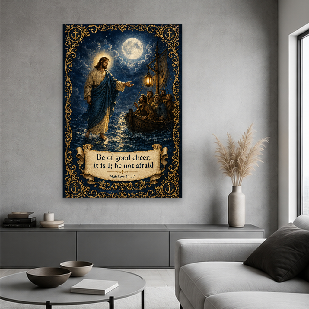 Lantern on Still Waters Canvas Wall Art - Christian Wall Art, styled in the home