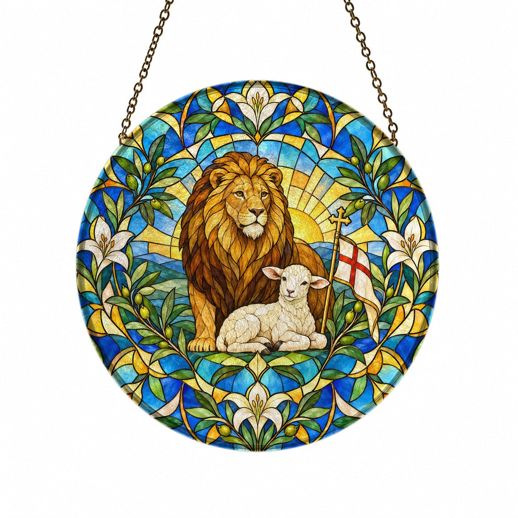 Leo Iudae III Glass Suncatcher - Catholic Suncatcher, front view