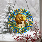 Leo Iudae III Glass Suncatcher - Catholic Suncatcher, detail view