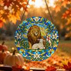 Leo Iudae III Glass Suncatcher - Catholic Suncatcher, hanging display