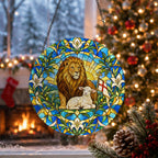 Leo Iudae III Glass Suncatcher - Catholic Suncatcher, close-up of the print
