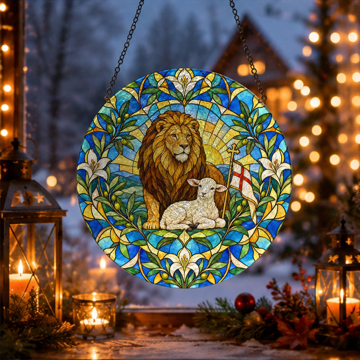 Leo Iudae III Glass Suncatcher - Catholic Suncatcher, gift presentation