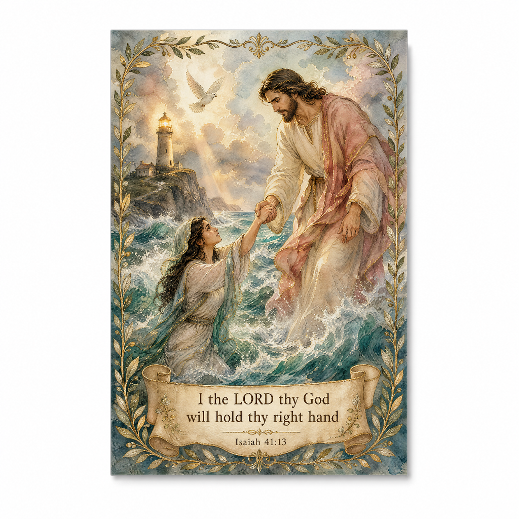 Lifted From The Waves Canvas Wall Art - Christian Wall Art, detail view
