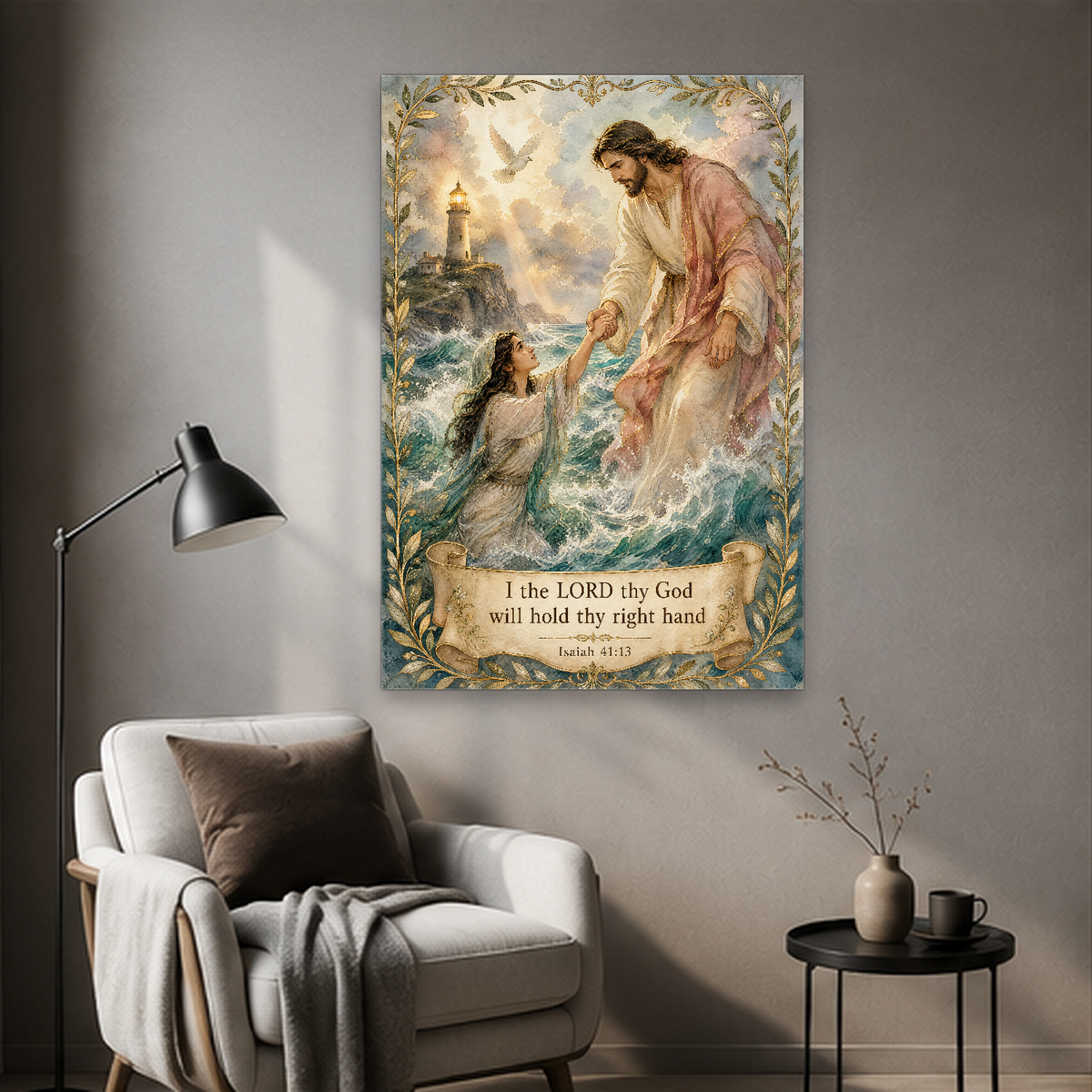 Lifted From The Waves Canvas Wall Art - Christian Wall Art, styled in the home